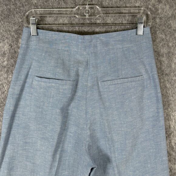 Zara Linen Cotton Blend Flat Front Chinos Pants Trousers Tapered Leg Med Hi Rise - Picture 12 of 13